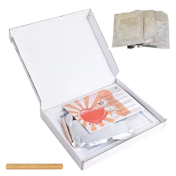 Flat lay showing contents of clay baby handprint and footprint photo frame kit, including frame, clay, roller, and alphabet stamps